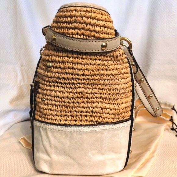 Coach Hamptons Large Natalie Raffia Straw & Leather Tea Roses Tote Bag GUC - Picture 8 of 16